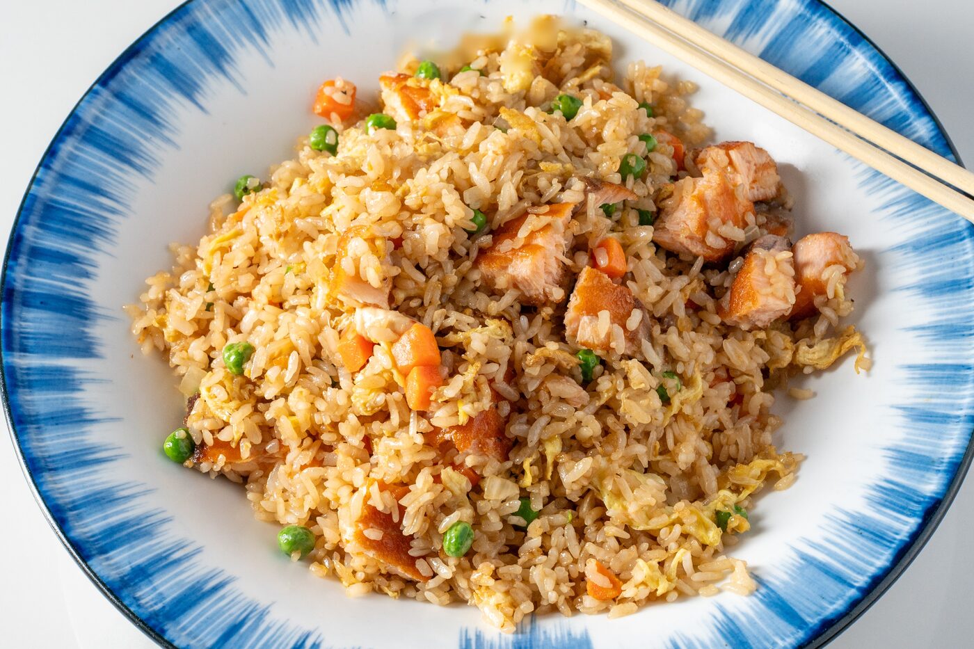 Salmon Fried Rice wok-fired with fresh salmon - East Moon Centennial CO