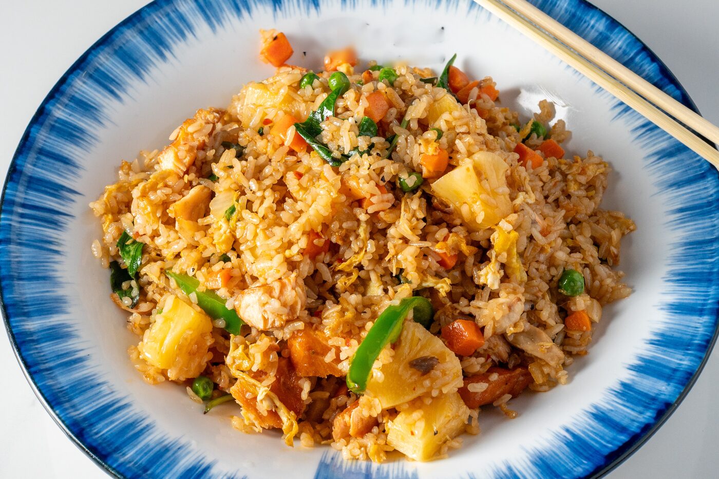 Thai Style Salmon Fried Rice with basil and chili - East Moon Centennial