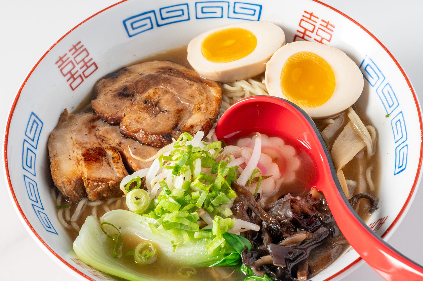 Shoyu Ramen with chashu pork and soft egg - East Moon Asian Bistro Centennial CO