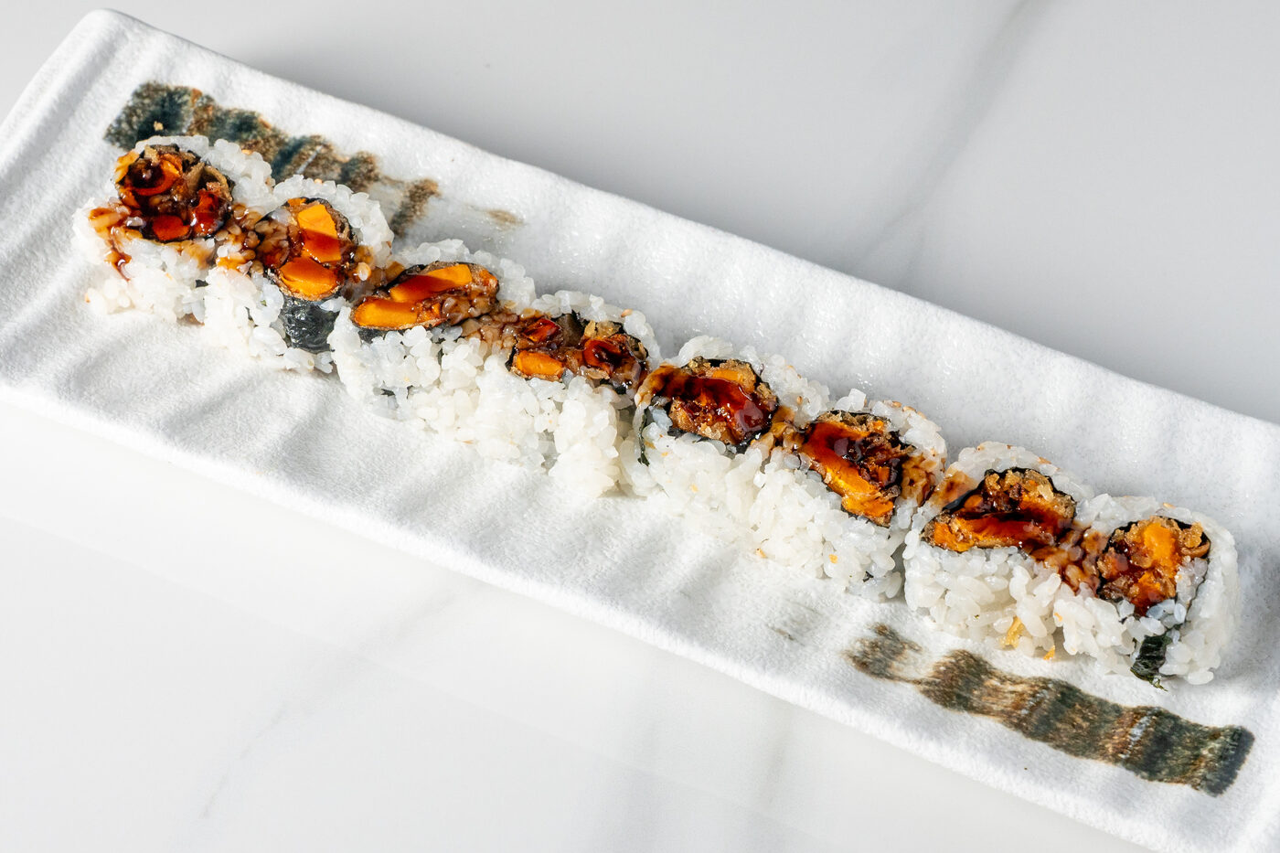 Sweet Potato Roll vegetarian sushi with tempura sweet potato - East Moon Centennial CO